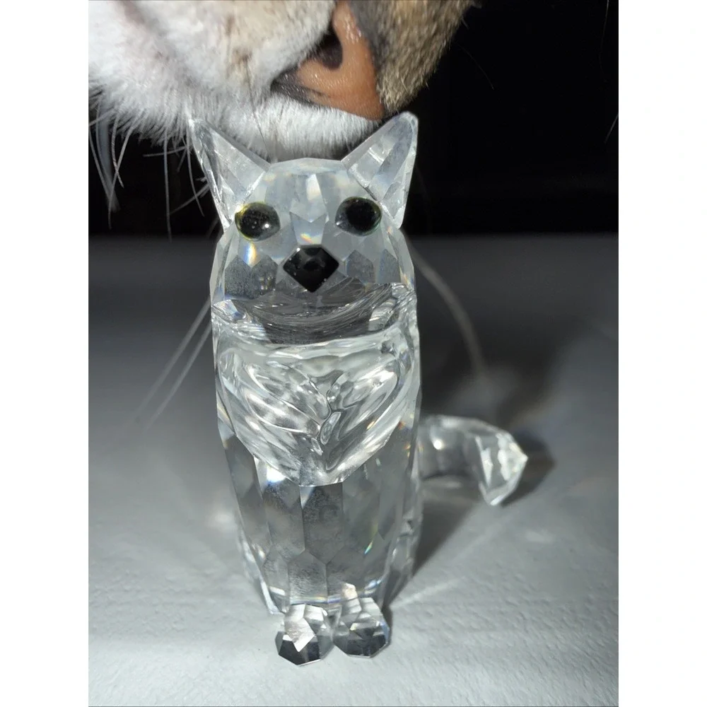 Vintage Swarovski Crystal Sitting Cat Figurine Retired 1.75